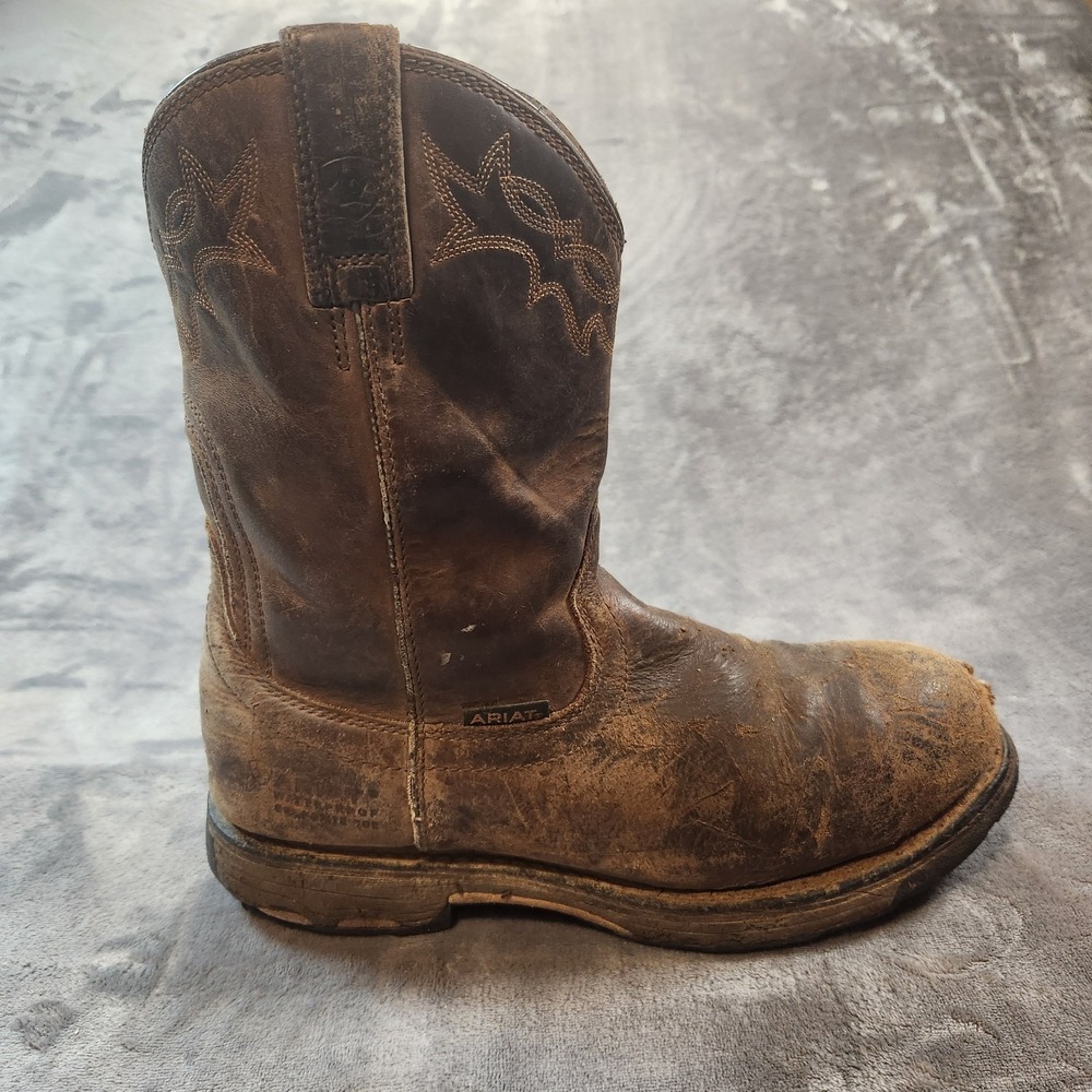 Ariat Boots Mens 11 Brown Leather Groundbreaker Waterproof Composite Toe Work